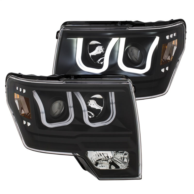 Phares de projecteur ANZO 2009-2014 Ford F-150 avec interrupteur en U noir et ambre