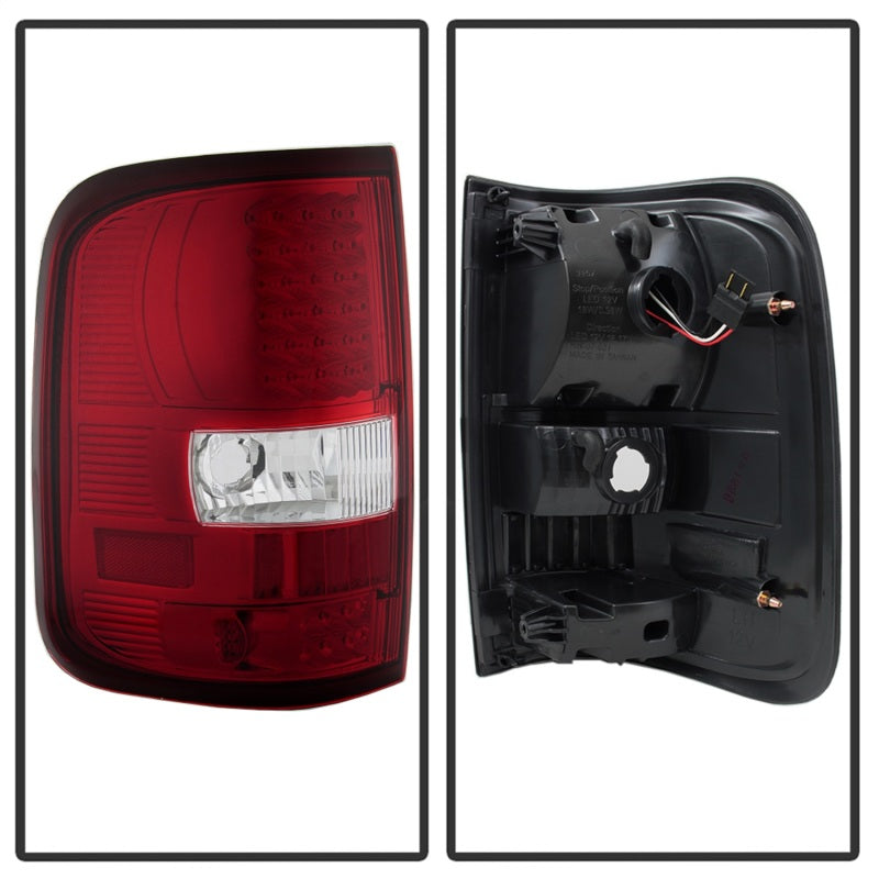 xTune Ford F150 Styleside 04-08 LED Tail Lights Red Clear ALT-ON-FF15004-LED-RC