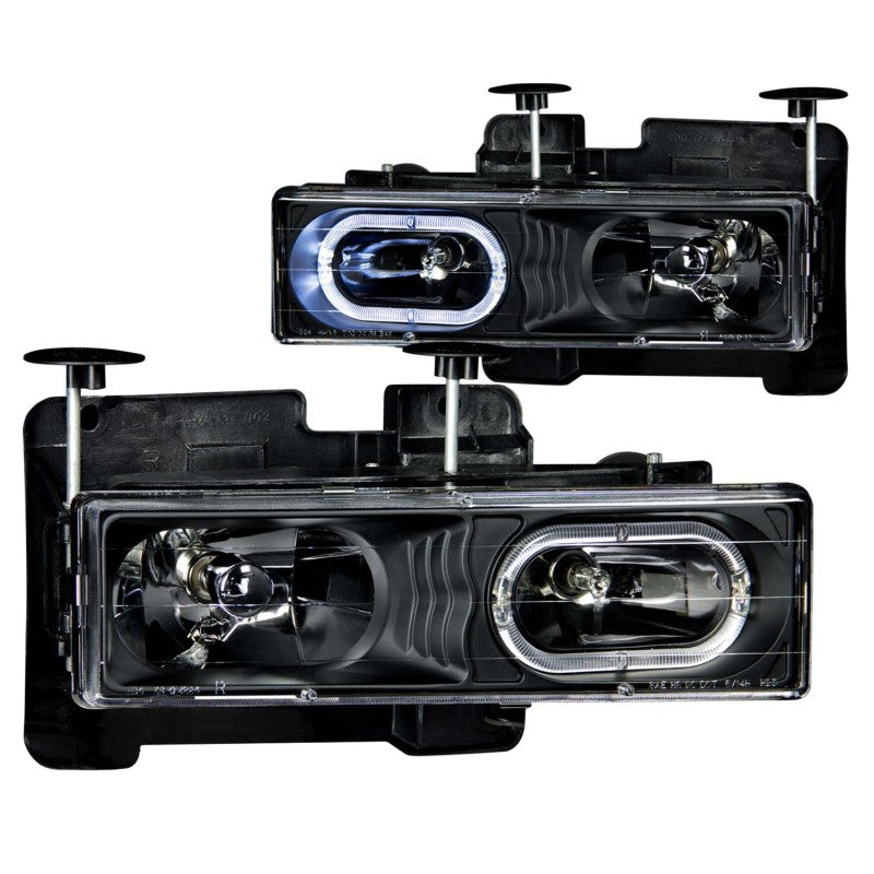 Phares en cristal ANZO 1988-1998 Chevrolet C1500 Noir avec Halo