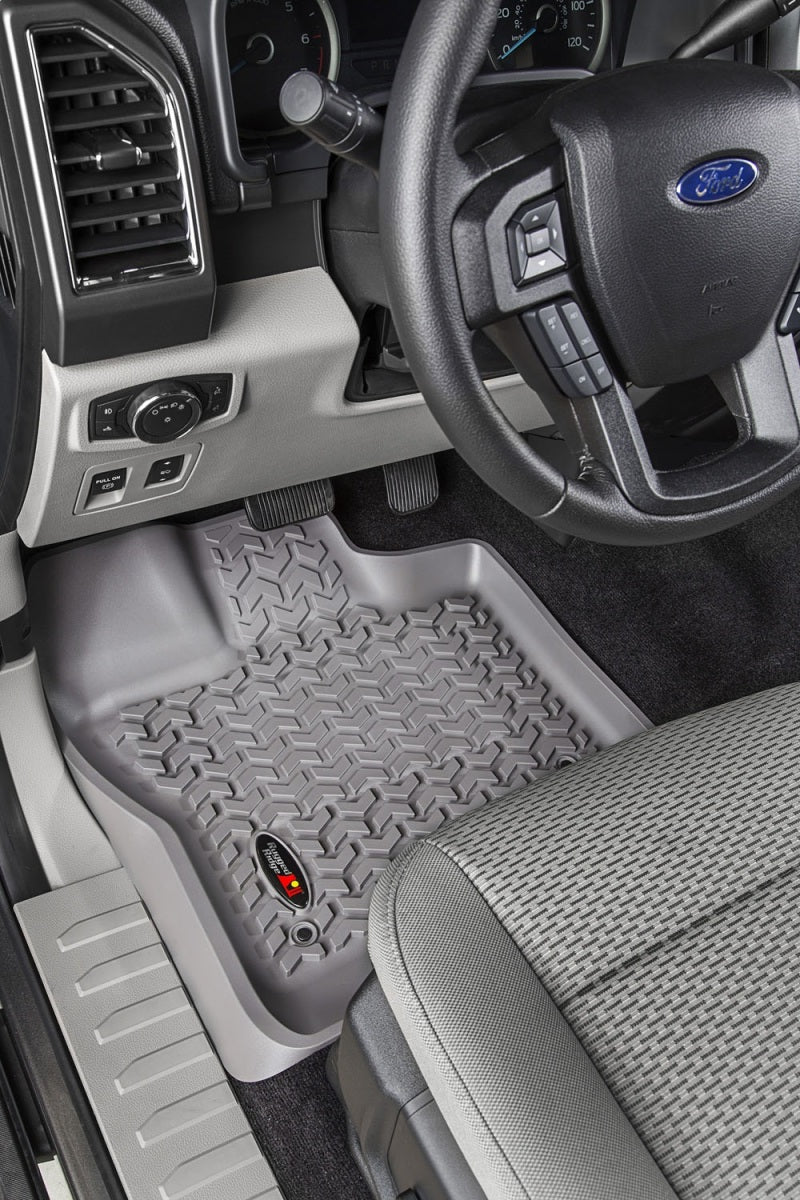 Revêtement de plancher avant Rugged Ridge gris pour Ford F-150 / Raptor / Extended / Super Crew Cab 2015-2020