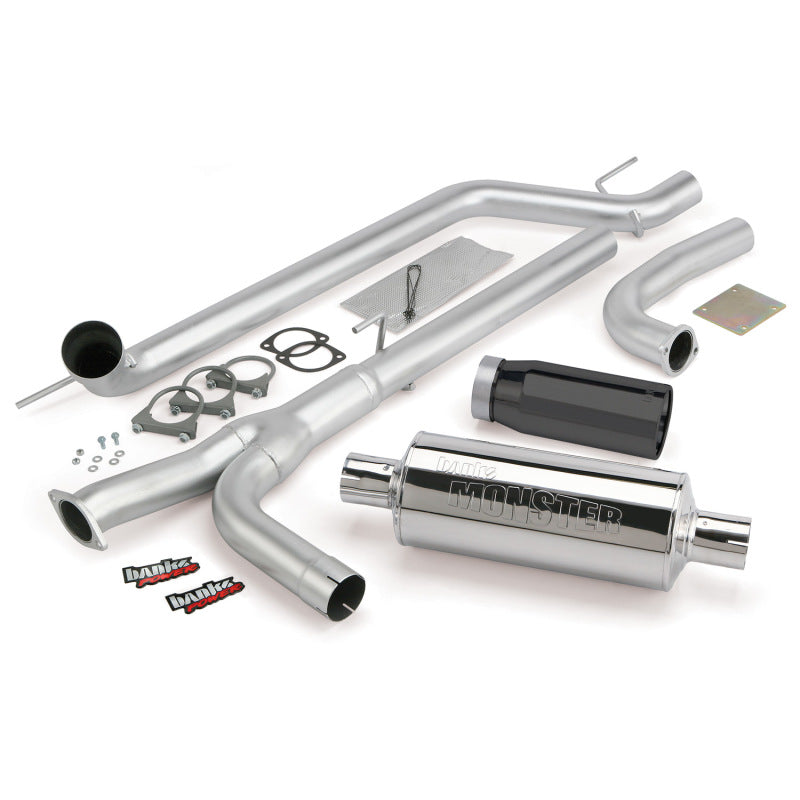 Système d'échappement Monster Banks Power 04-14 Nissan 5.6L Titan (tous) - Échappement simple SS avec embout noir