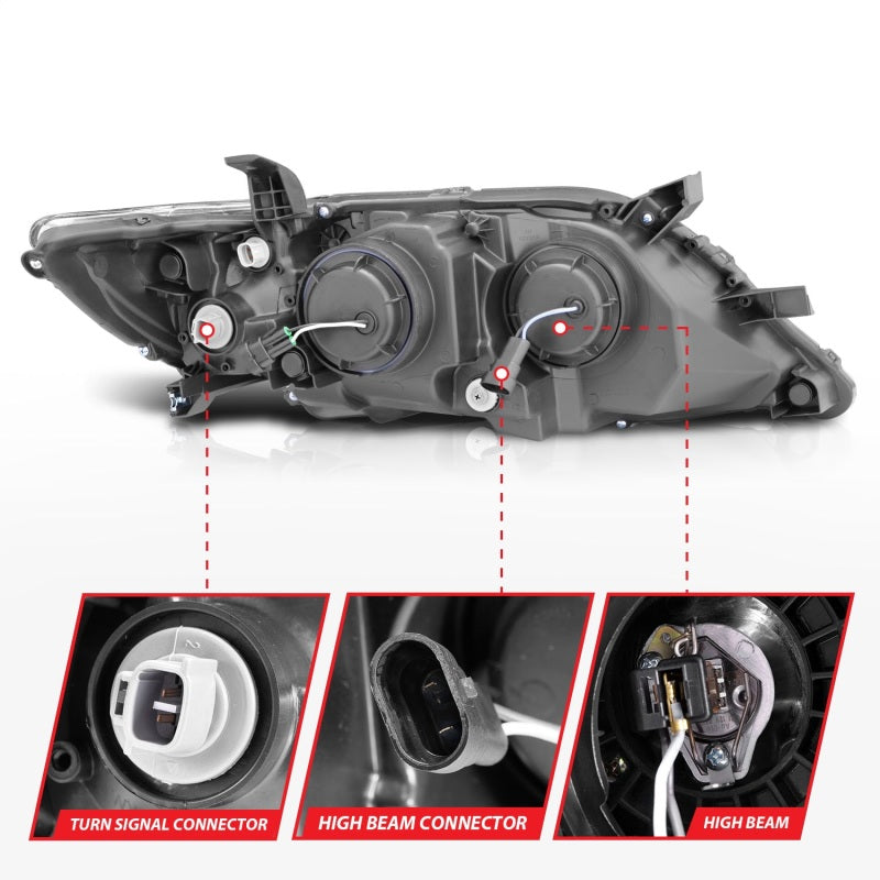 Phares de projecteur ANZO 2010-2011 Toyota Camry avec halo noir (CCFL)