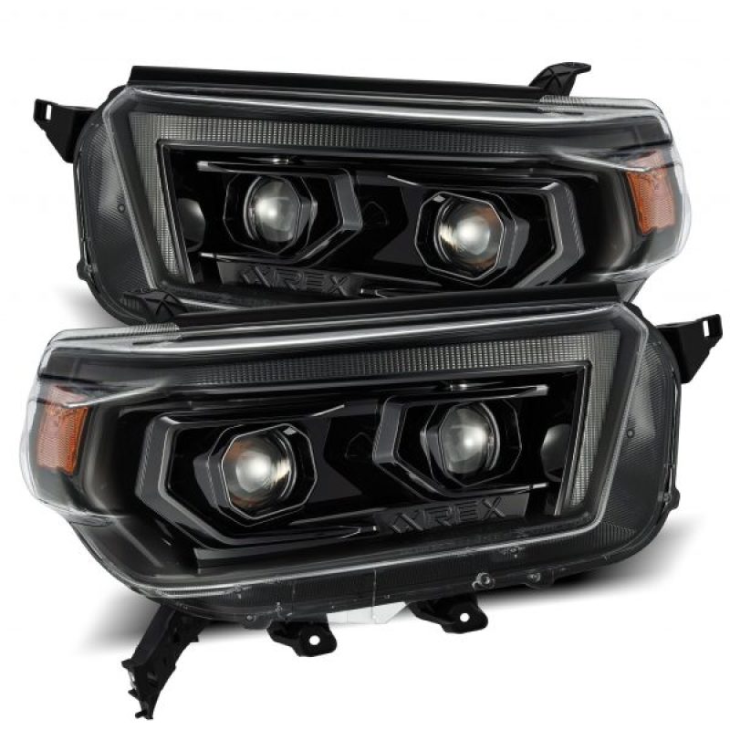 Phares à LED AlphaRex 10-13 Toyota 4Runner LUXX Projecteur Style Plank Alpha Noir avec signal Seq/DRL
