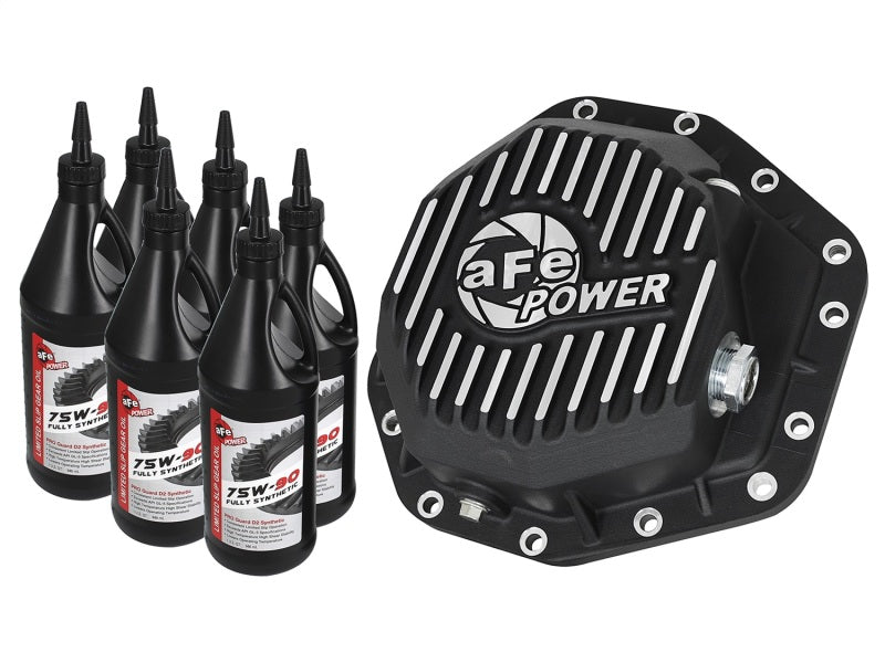 Couvercle de différentiel arrière aFe Power Pro Series noir avec ailettes usinées pour camions diesel Ford 17-19 V8-6,7 L