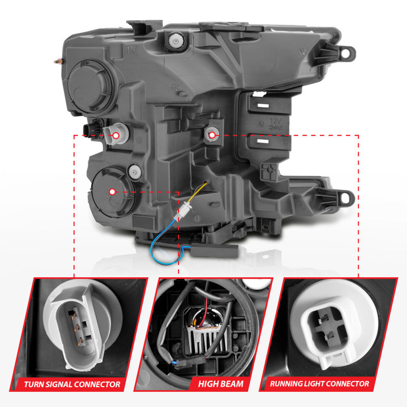 Phares de style barre de fumée à projecteur LED complet Anzo 18-20 Ford F-150 noir ambre