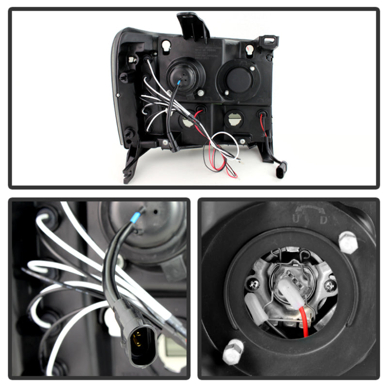 Phares de projecteur Spyder GMC Sierra 1500/2500 07-13 LED Halo- LED Blk Smke PRO-YD-GS07-HL-BSM