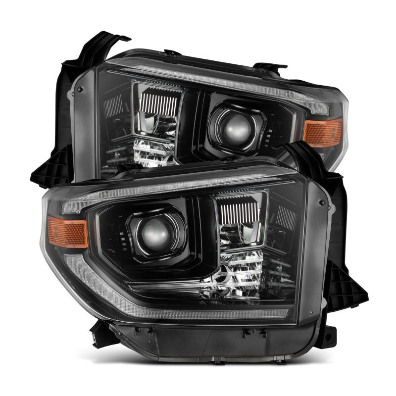 Phares de projection à LED AlphaRex 14-21 Toyota Tundra LUXX-Series Alpha-Blk avec lumière d'activation et signal de séquence + DRL