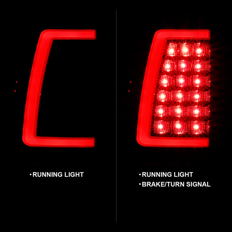 Feux arrière à LED ANZO 1999-2002 Chevy Silverado 1500 style planche noir avec lentille transparente