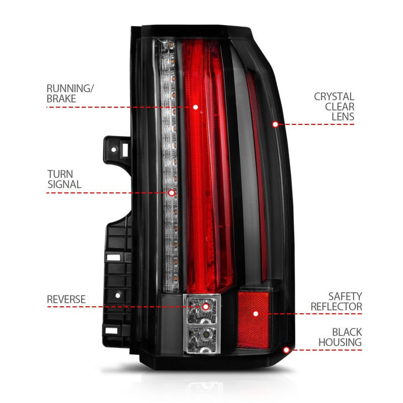 Feux arrière à LED ANZO 2015-2017 GMC Yukon/Yukon XL Noir