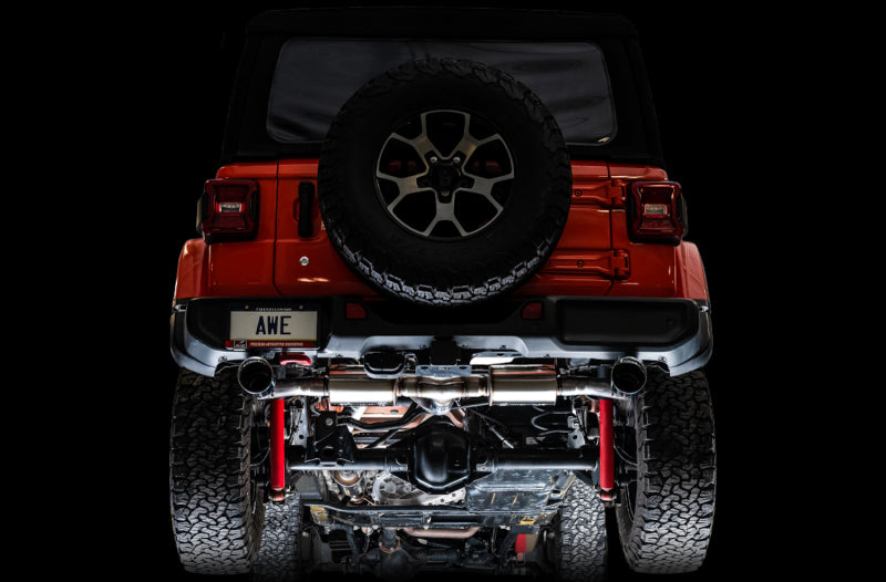 AWE Tuning 2018+ Jeep Wrangler JL/JLU Tread Edition Échappement double à essieu arrière - Embouts chromés argentés