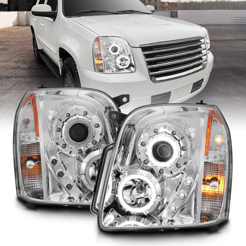 Phares de projecteur ANZO 2007-2014 Gmc Yukon avec halo chromé (CCFL)