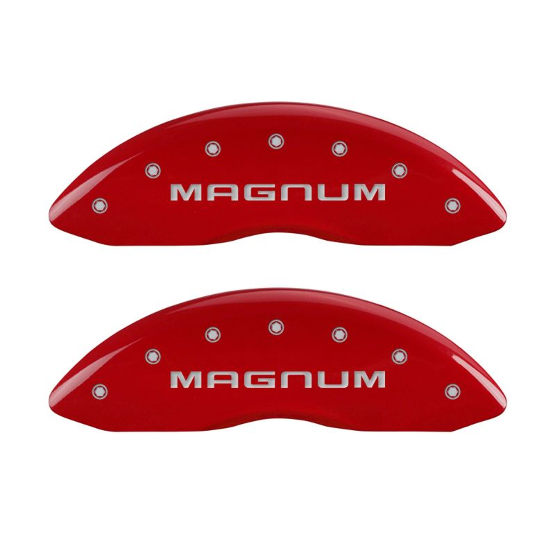 Couvre-étriers MGP 4 gravés avant et arrière finition rouge Magnum argent ch