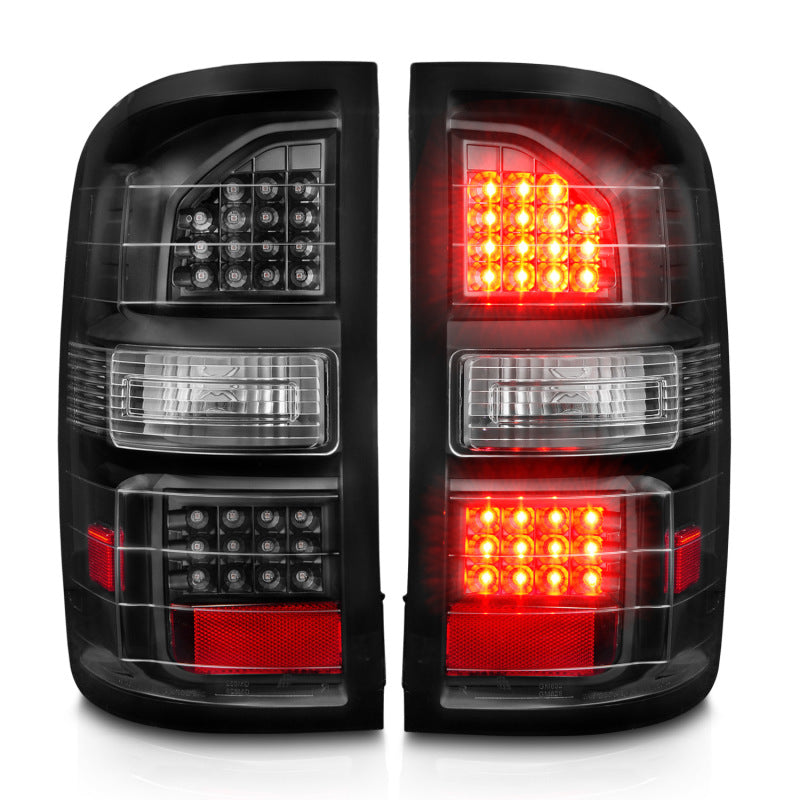 Feux arrière à LED ANZO 2014-2018 GMC Sierra Boîtier noir Lentille transparente
