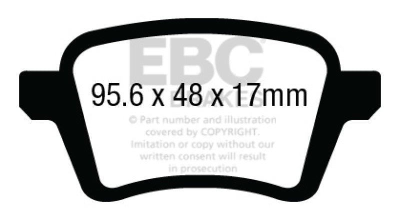 Plaquettes de frein arrière EBC 13+ Fiat 500L 1.4 Turbo Redstuff