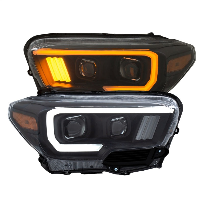 Phares de projecteur ANZO 2016-2017 Toyota Tacoma avec interrupteur de style planche noir avec ambre avec DRL