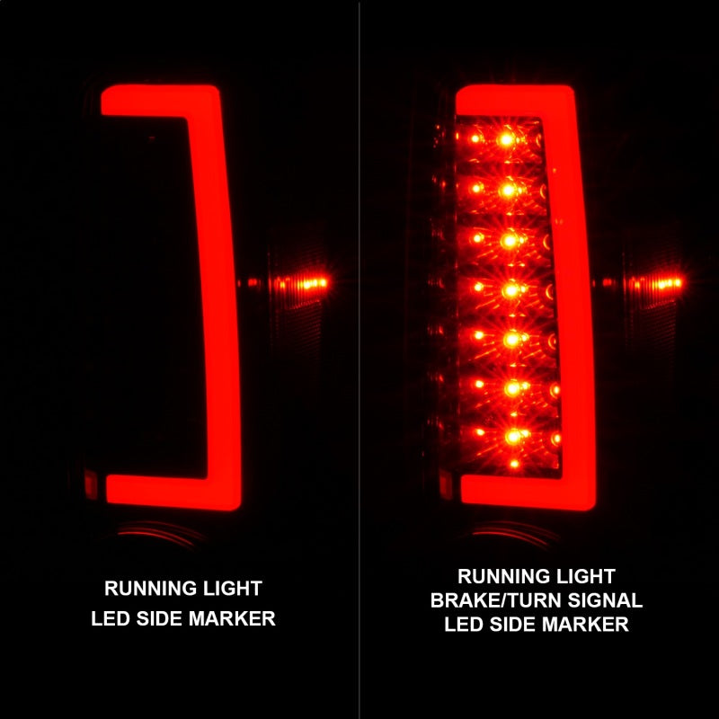 Feux arrière à LED ANZO 2004-2012 Chevrolet Colorado/GMC Canyon avec barre lumineuse et boîtier noir