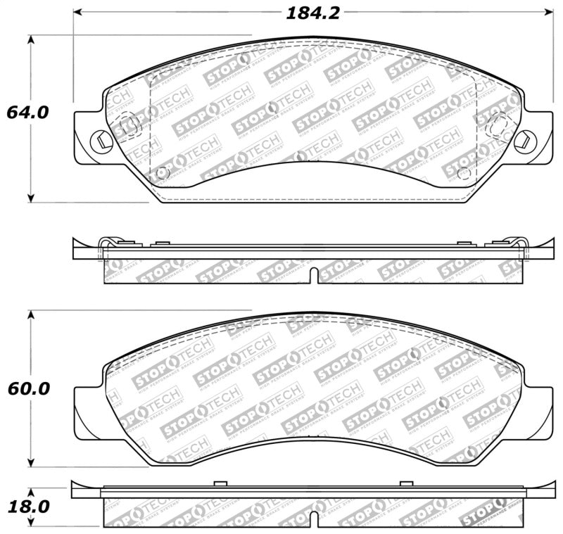 Plaquettes de frein sport StopTech avec cales et matériel - arrière