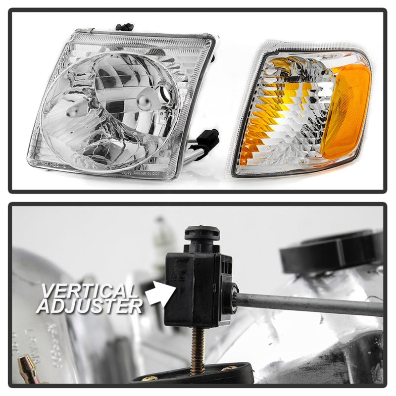 Phares de style OEM xTune 01-03 Ford Explorer Sport 4 pièces avec coins - Chrome (HD-JH-FEXP01-ST-C)