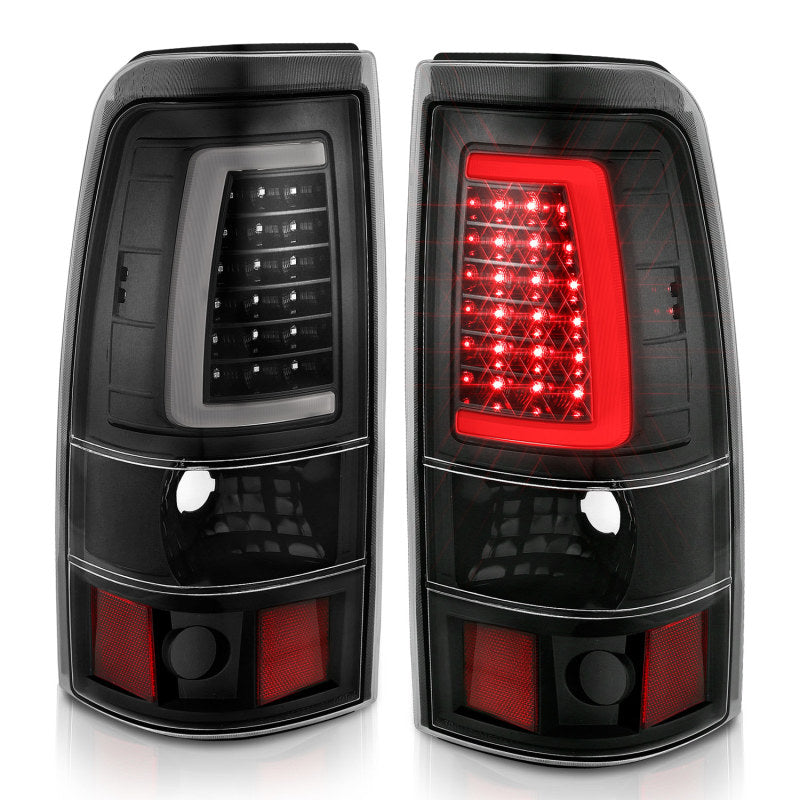 Feux arrière à LED ANZO 1999-2002 Chevy Silverado 1500 style planche noir avec lentille transparente