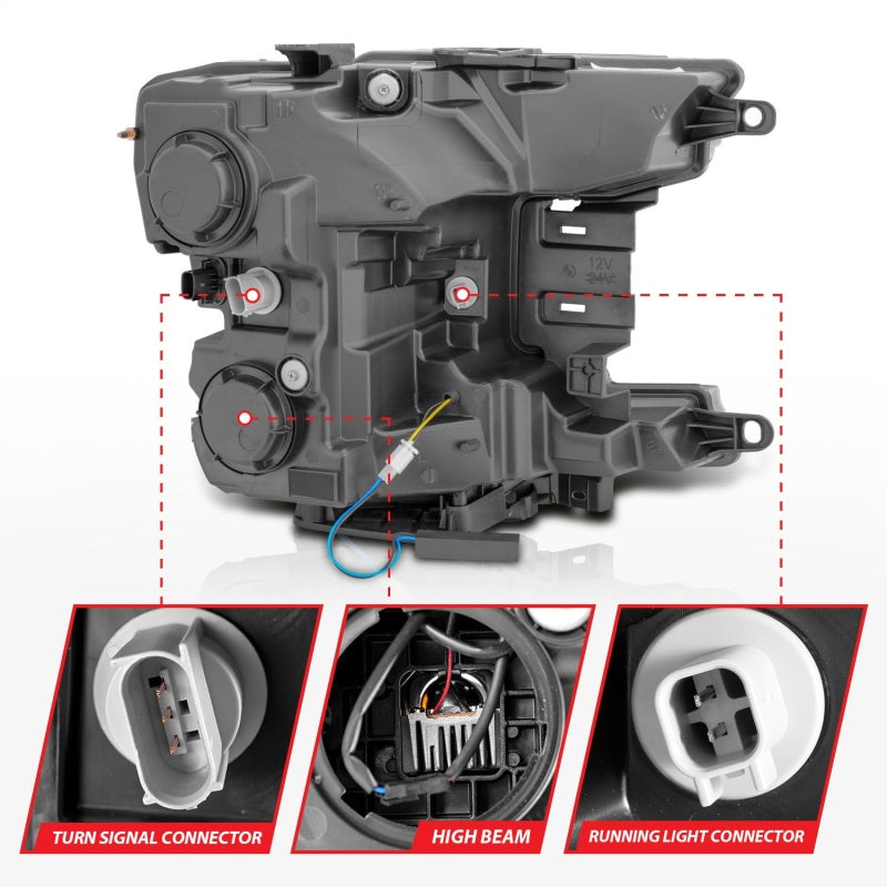 Phares de style barre de fumée à projecteur LED complet Anzo 18-20 Ford F-150 noir ambre