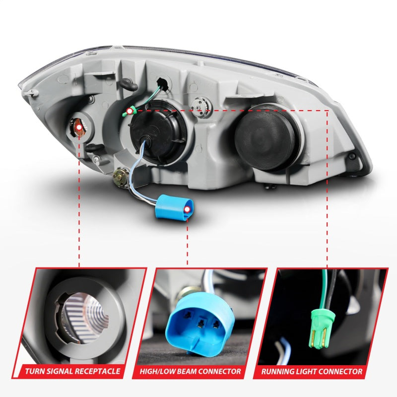 Phares de projecteur à LED ANZO 05-10 Chevrolet Cobalt / 07-10 Pontiac G5 avec boîtier noir Seq