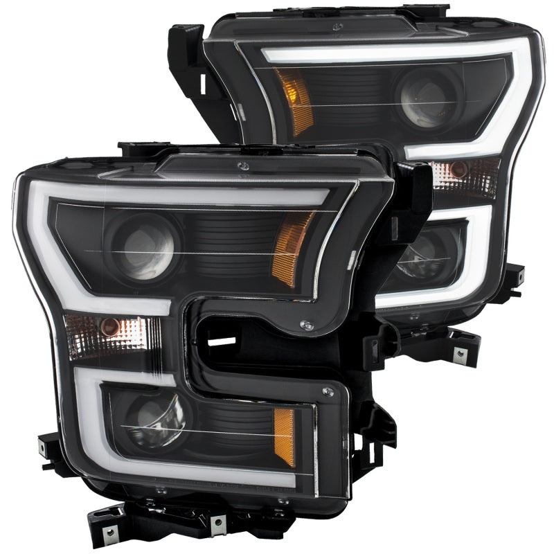Phares de projecteur ANZO 2015-2017 Ford F-150 avec interrupteur de style planche noir avec ambre