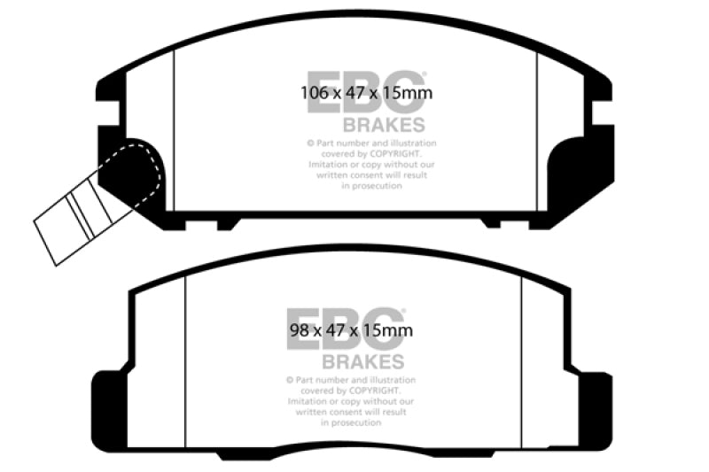 Plaquettes de frein arrière Redstuff EBC 99-02 pour Toyota MR2 1.8