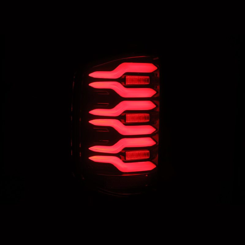 Feux arrière à LED AlphaRex 14-18 Chevy Silverado 1500 Luxx-Series noir/rouge avec Activ Light/Seq Signal