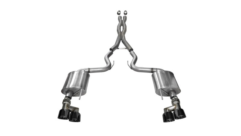 Échappement Cat Back 3 pouces Corsa 15-16 Ford Mustang GT 5.0 avec embouts quadruples noirs (Sport)