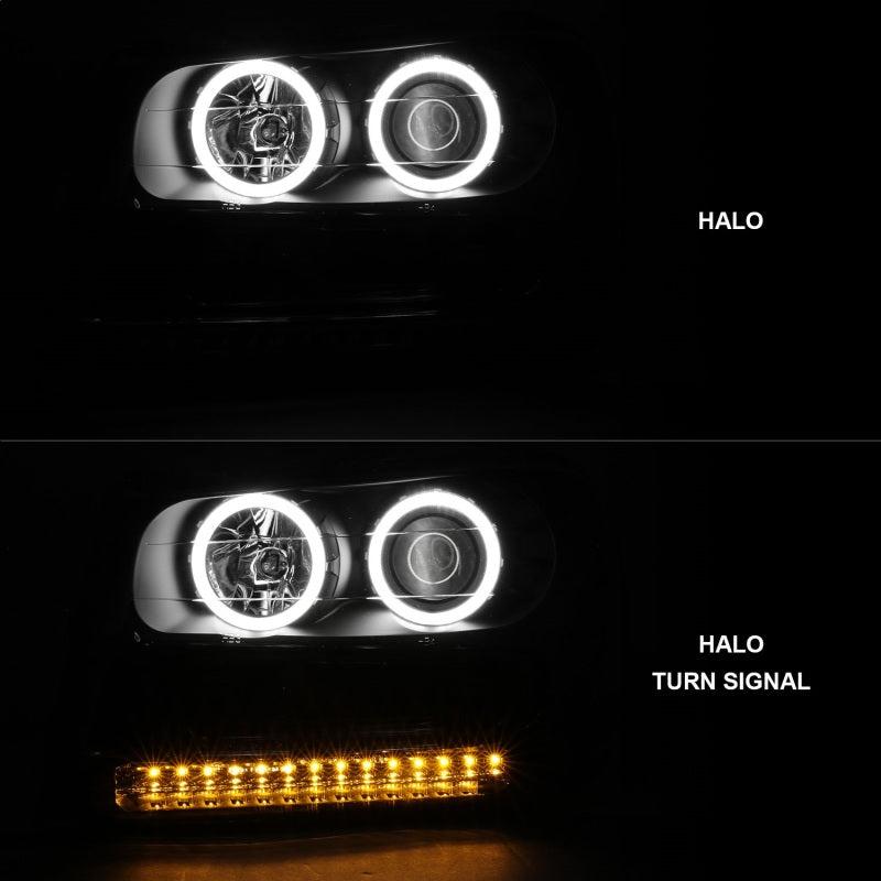 Phares de projecteur ANZO 2002-2009 Chevrolet Trailblazer avec halo noir