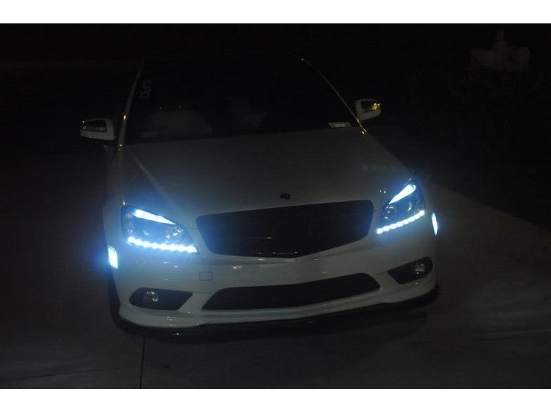 Phares de projecteur halogènes Spyder Mercedes Benz Classe C 08-11 - DRL Blk PRO-YD-MBW20408-DRL-BK