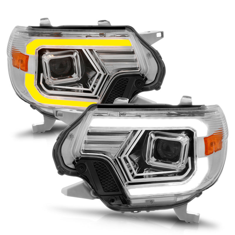 Phares de projecteur ANZO 12-15 Toyota Tacoma - avec boîtier chromé à interrupteur de barre lumineuse