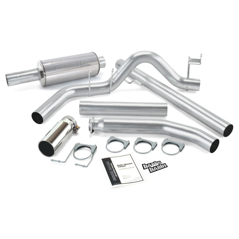 Système d'échappement Monster Banks Power 98-02 Dodge 5.9L Ext Cab - Échappement simple SS avec embout chromé