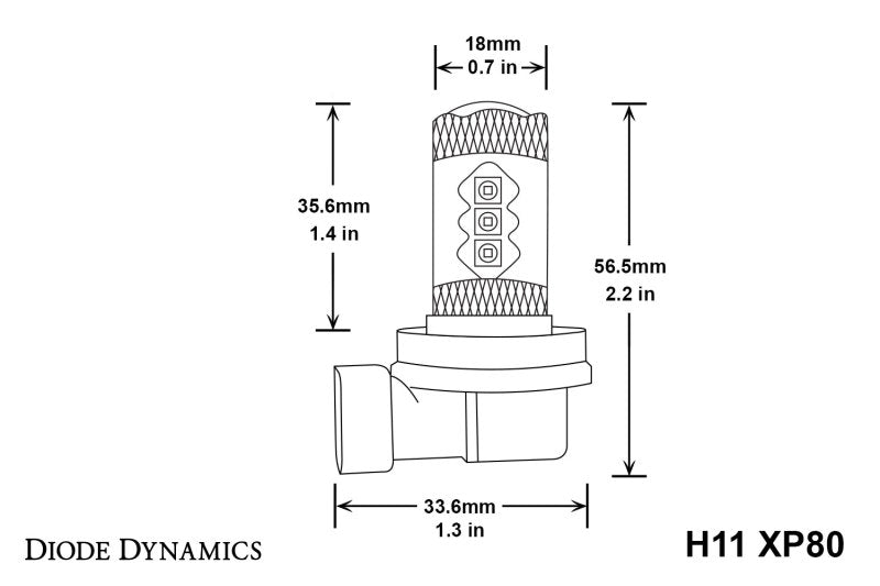 Diode Dynamics H11 XP80 LED - Froid - Blanc (Paire)