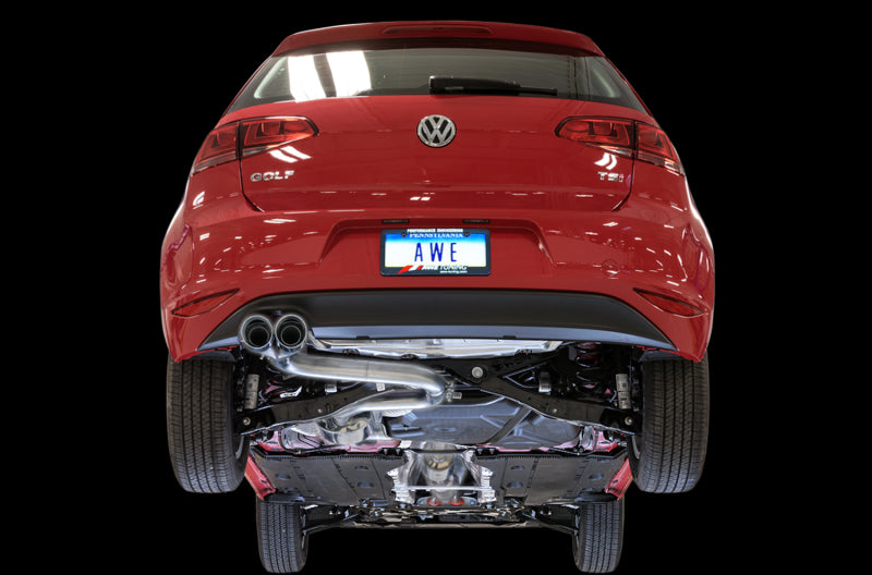 Échappement AWE Tuning VW MK7 Golf 1.8T Touring Edition avec embouts chromés argentés (90 mm)