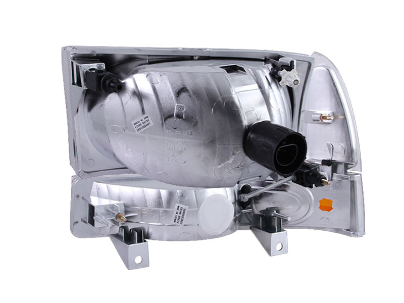 Phares en cristal ANZO 2000-2004 Ford Excursion Chrome avec feux d'angle 2 pièces