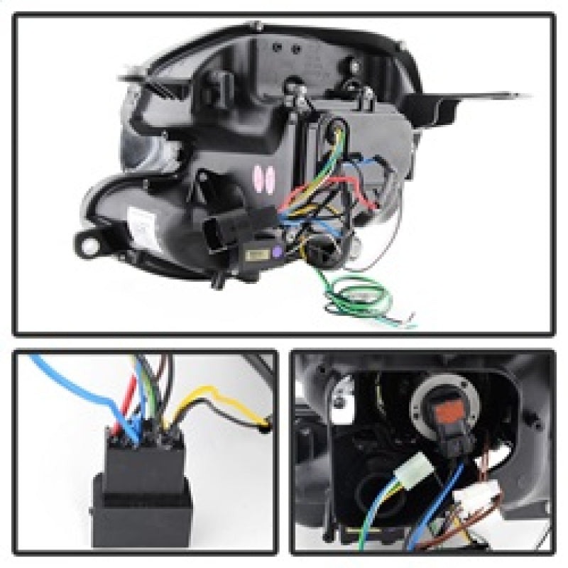 Phares de projecteur Spyder Mini Cooper 2007-2012 Modèle halogène uniquement - DRL Noir PRO-YD-MC07-DRL-BK