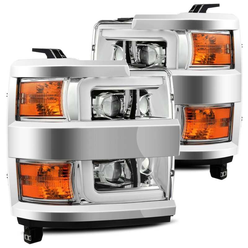 Planche de phares AlphaRex 15-19 Chevy Silverado 2500HD PRO-Series chromée avec éclairage actif/signal séquentiel/DRL