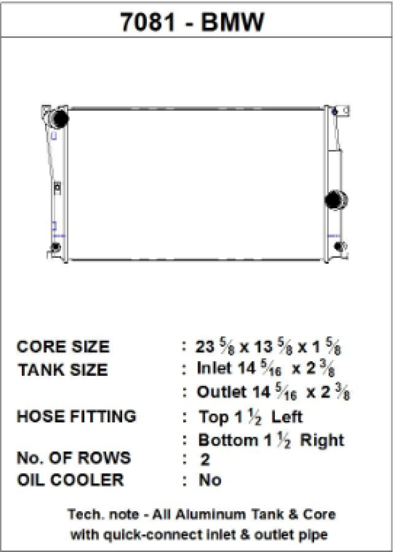 Radiateur CSF BMW Série 2 (F22/F23) / BMW Série 3 (F30/F31/F34) / BMW Série 4 (F32/F33/F36) A/T