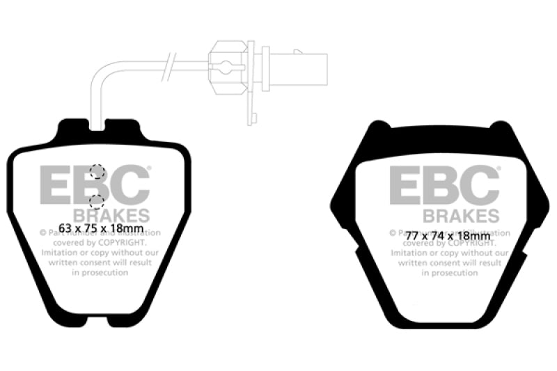Plaquettes de frein avant Redstuff EBC 99-01 Audi A6 Quattro 2.7 Twin Turbo Sedan (jeu de 8 plaquettes)