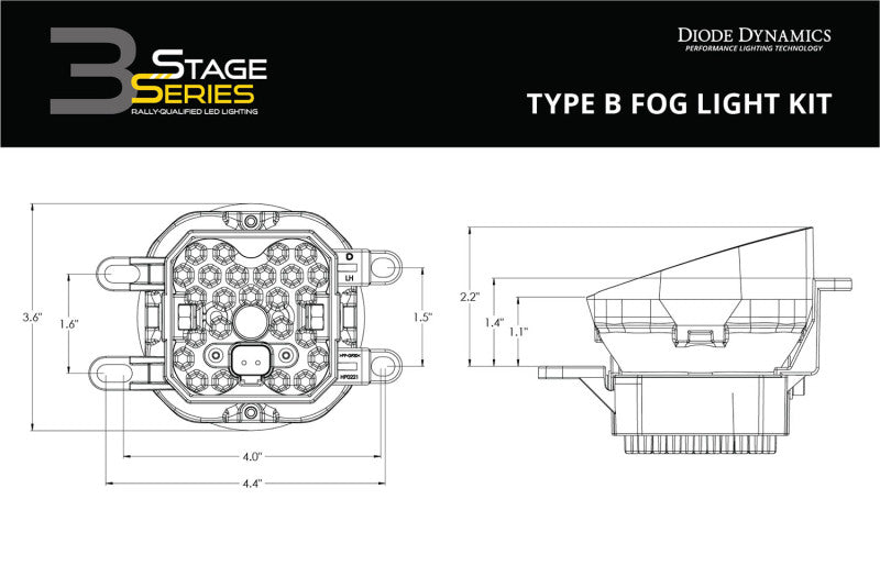 Kit Diode Dynamics SS3 Sport Type B ABL - Brouillard SAE blanc