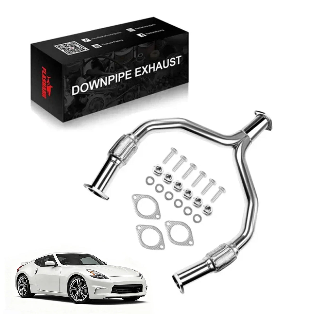 Y Pipe Downpipe Exhaust for 2008-2016 Nissan 370Z Z34 / Infiniti G37 V36 VQ37VHR 3.7L