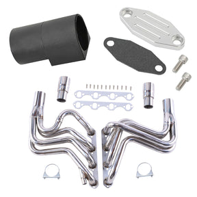 TruckTok 1987-1996 5.8L Ford V8 Long Tube Header & EGR Block Off delete Kit w/Simulator TruckTok