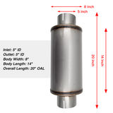 TruckTok 5" Stainless Steel Muffler 20" Overall Length for Diesel Exhaust Generic TruckTok