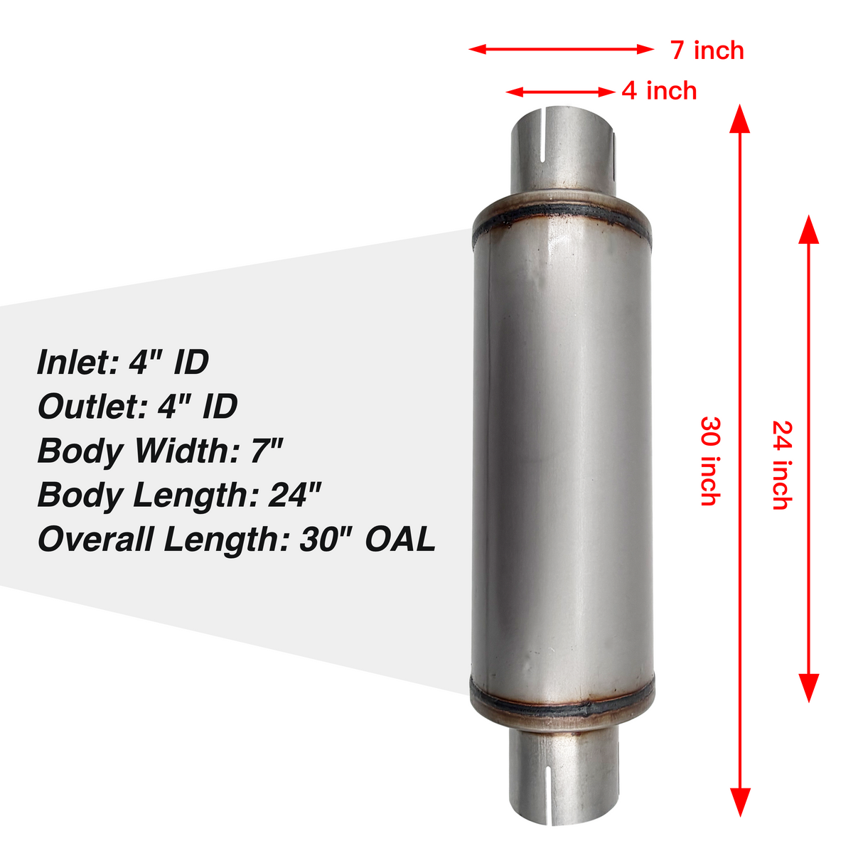 TruckTok 4" Muffler 30" Overall Length for Diesel Exhaust Generic TruckTok