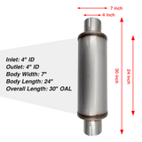 TruckTok 4" Muffler 30" Overall Length for Diesel Exhaust Generic TruckTok