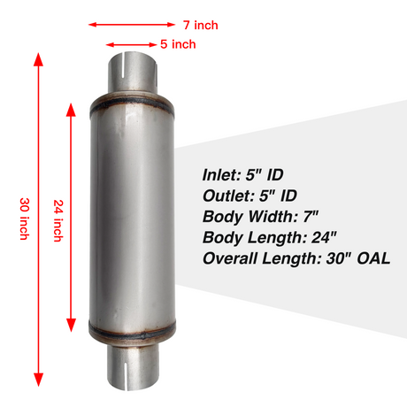 TruckTok 5" Muffler 30" Overall Length for Diesel Exhaust Generic TruckTok