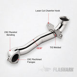 Downpipe Exhaust for 2007-2016 Mini Cooper R55-R61 1.6L Turbo 2.5 inch with 2 O2 sensor bungs Flashark