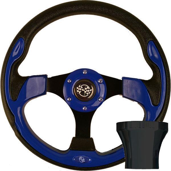 GTW Steering Wheel Kit, Blue/Rally 12.5 W/Black Adapter, EZGO