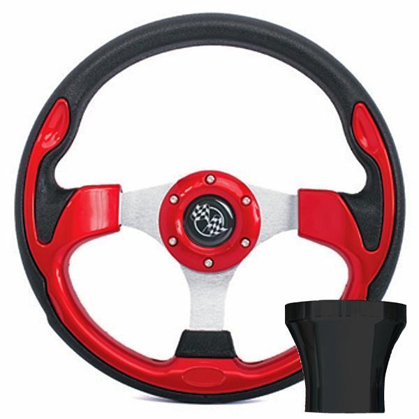 GTW Steering Wheel Kit, Red/Rally 12.5 W/Black Adapter, Club Car Precedent